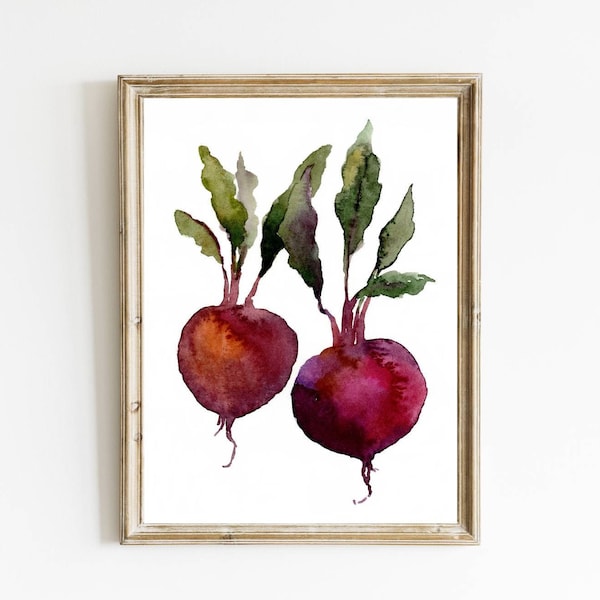 Kitchen wall art vegetables watercolor painting beet fine art print farmhouse wall decor