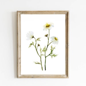 Wildflowers wall art daisy watercolor painting field flowers prints farmhouse wall decor country home art daisy poster