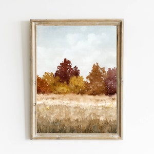 Fall wall art autumn landscape autumn tree art watercolor painting fall wall decor image 1