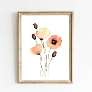 Klaprozen aquarel schilderij kunstdruk foto's woonkamer boho wandkunst wilde bloemen schilderij oranje veld bloemen poster landhuis wanddecoratie