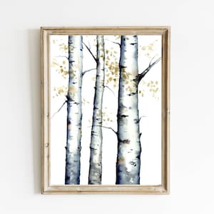 Poster di betulla, dipinti ad acquerello betulla, arte astratta, pittura di betulle, arte minimalista, decorazione murale di betulla, quadri soggiorno