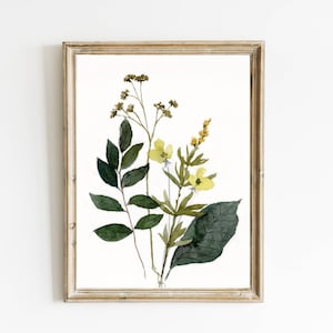 Aquarellbilder Blumen gelb grün Feldblumen Malerei Aquarell Kunstdruck Wildblumen Poster Bilder Wohnzimmer Landhaus Wanddeko