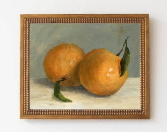 Clementine art prints small oil painting print kitchen wall art still life painting farmhouse wall decor minimalist fruit art prints