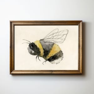 Hummel Bild Aquarell Malerei Druck dicke Biene Poster Kunstdruck von original Aquarellbild Landhaus Deko Sommer Wandkunst