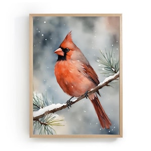 Winter Vogel Bilder Aquarell Schnee Landschaft Weihnachten Deko große Wandkunst Poster