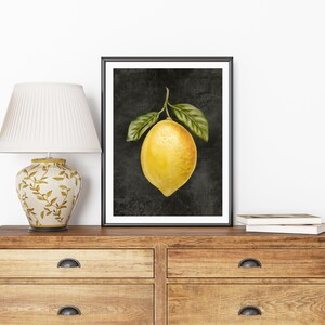 Citronbild på kanvas, konsttryck, köksbilder, citronträd, lantlig husinredning, akvarellbilder, köksaffisch bild 5