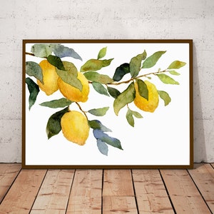 Pinturas de acuarela limones cartel limonero imágenes cocina pared grande arte botánico pintura acuarela arte impresión en papel mate imagen 5
