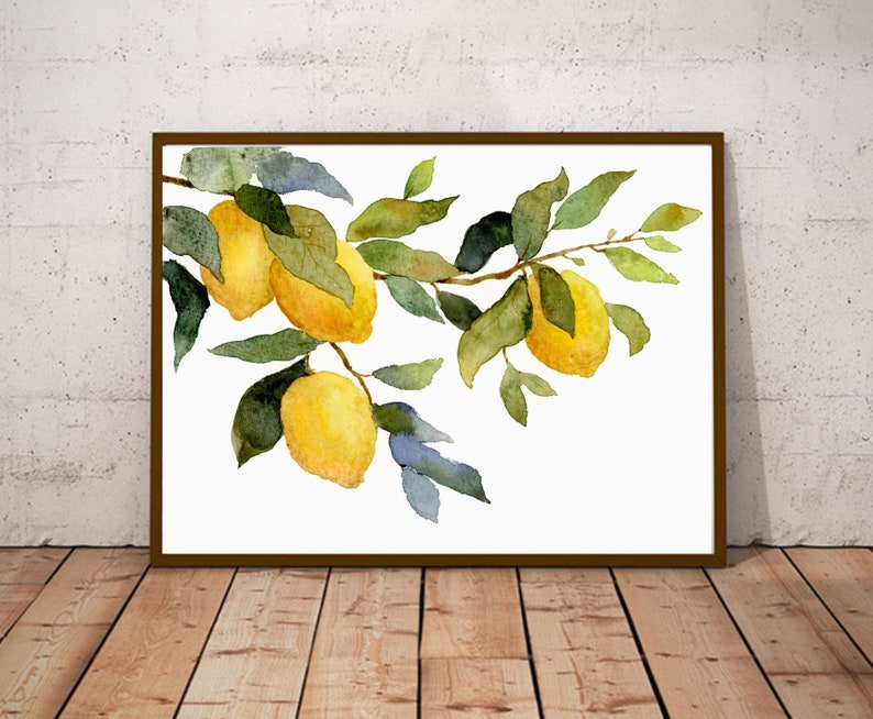 Pinturas de acuarela limones cartel limonero imágenes cocina pared grande arte botánico pintura acuarela arte impresión en papel mate imagen 5