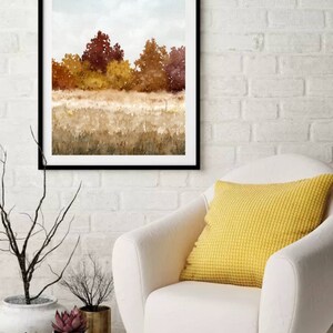 Fall wall art autumn landscape autumn tree art watercolor painting fall wall decor image 4