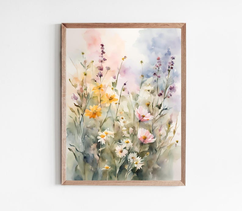 Wildflowers Painting Set Spring Flower Watercolor Art Prints Set of 2 ...