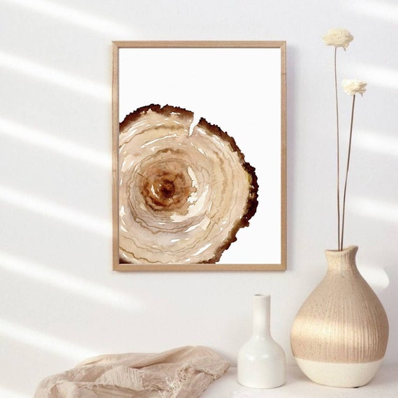 Tree Ring Print Large Tree Ring Art Watercolor Painting Tree Etsy