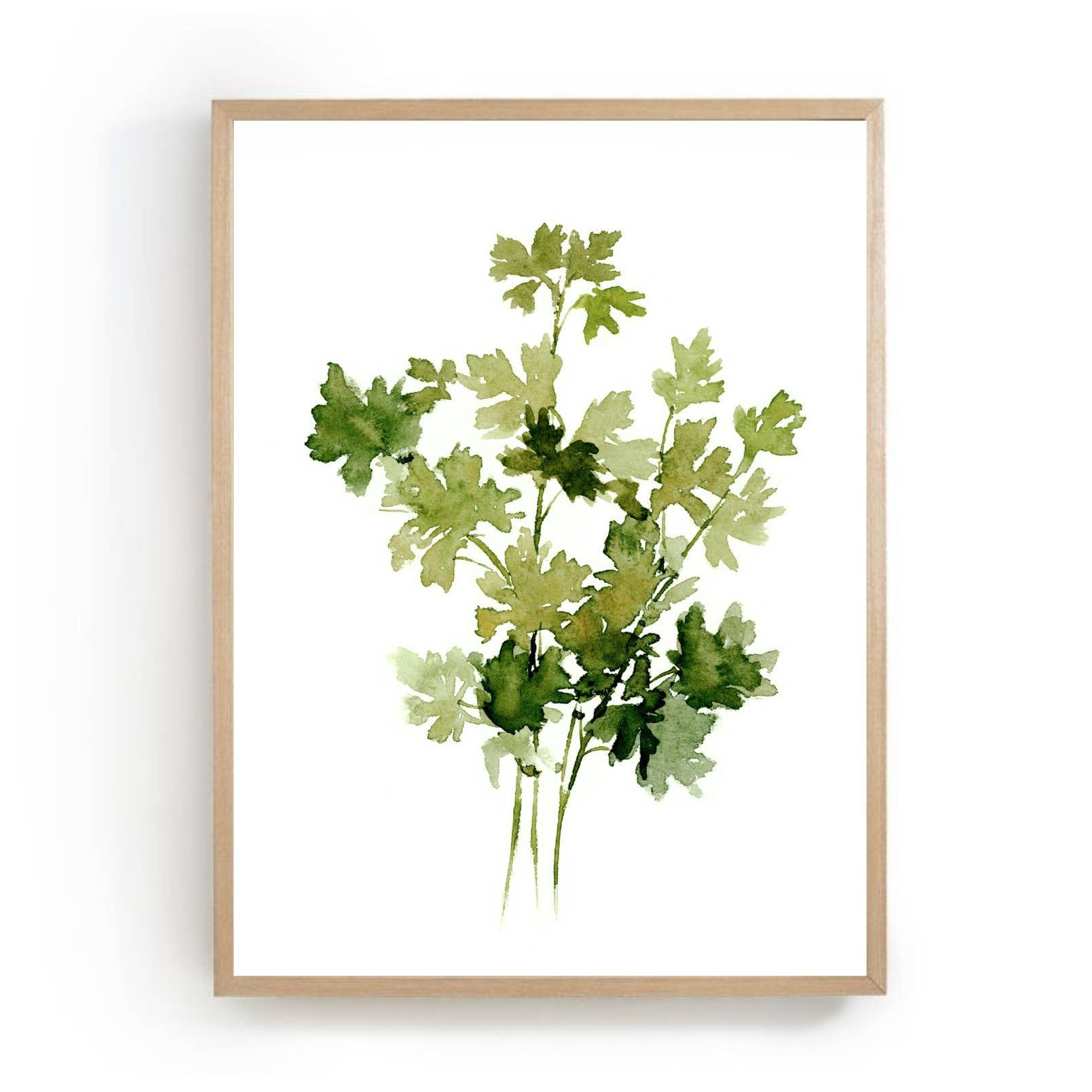 Kitchen Herbs Wall Art Set of 3 Watercolor Painting Rosemary Parsley ...
