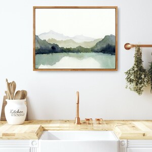 Mountain Lake Painting Large Minimalist Art Print Norway Watercolor ...