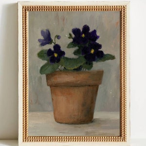 violettes en terre cuite pot huile peinture art imprimer photos cuisine maison de campagne décoration abstrait art nature morte peinture minimaliste violet gris image 3