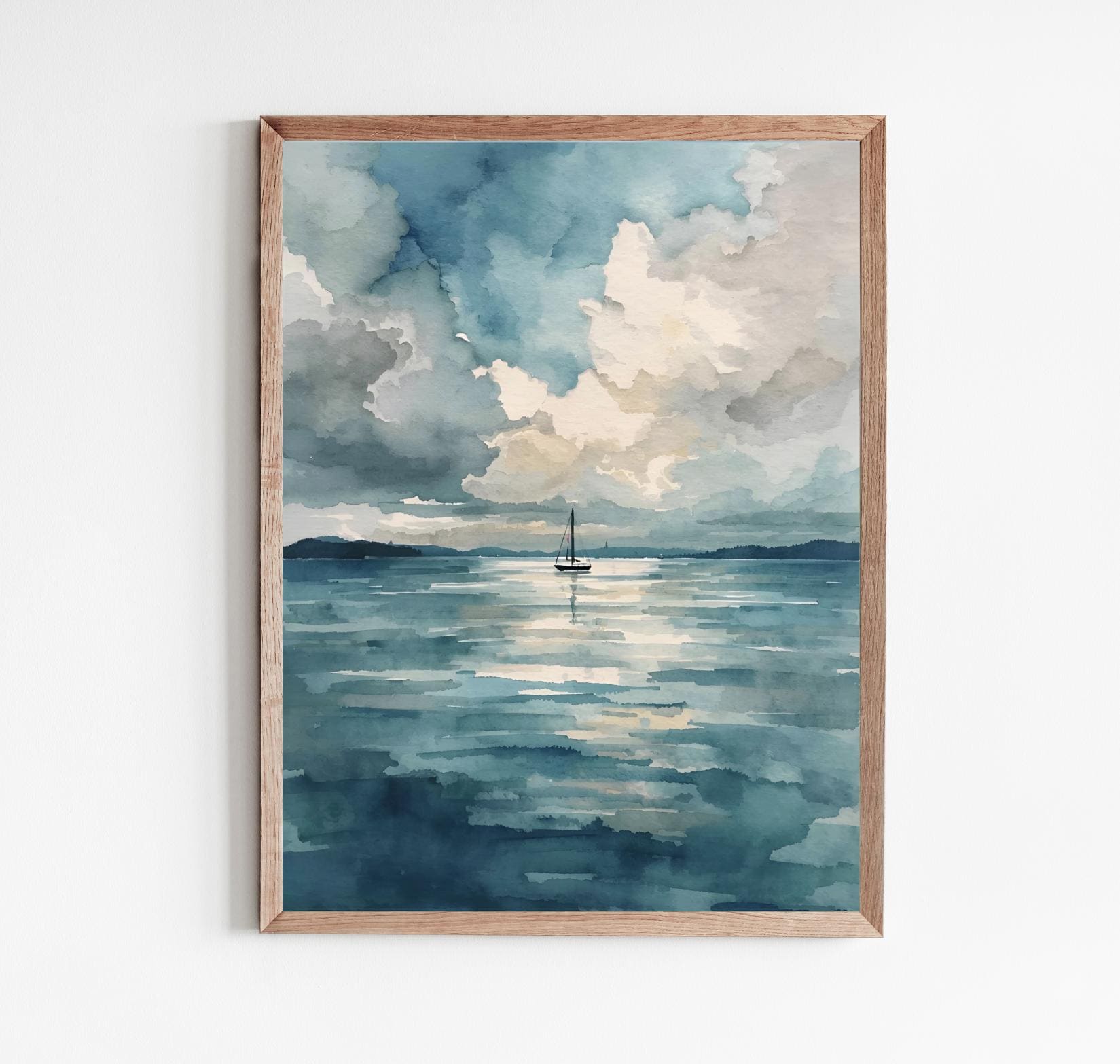 Cadre Canevas La Mer Voiliers Bleu Azur Régate Circa 1950