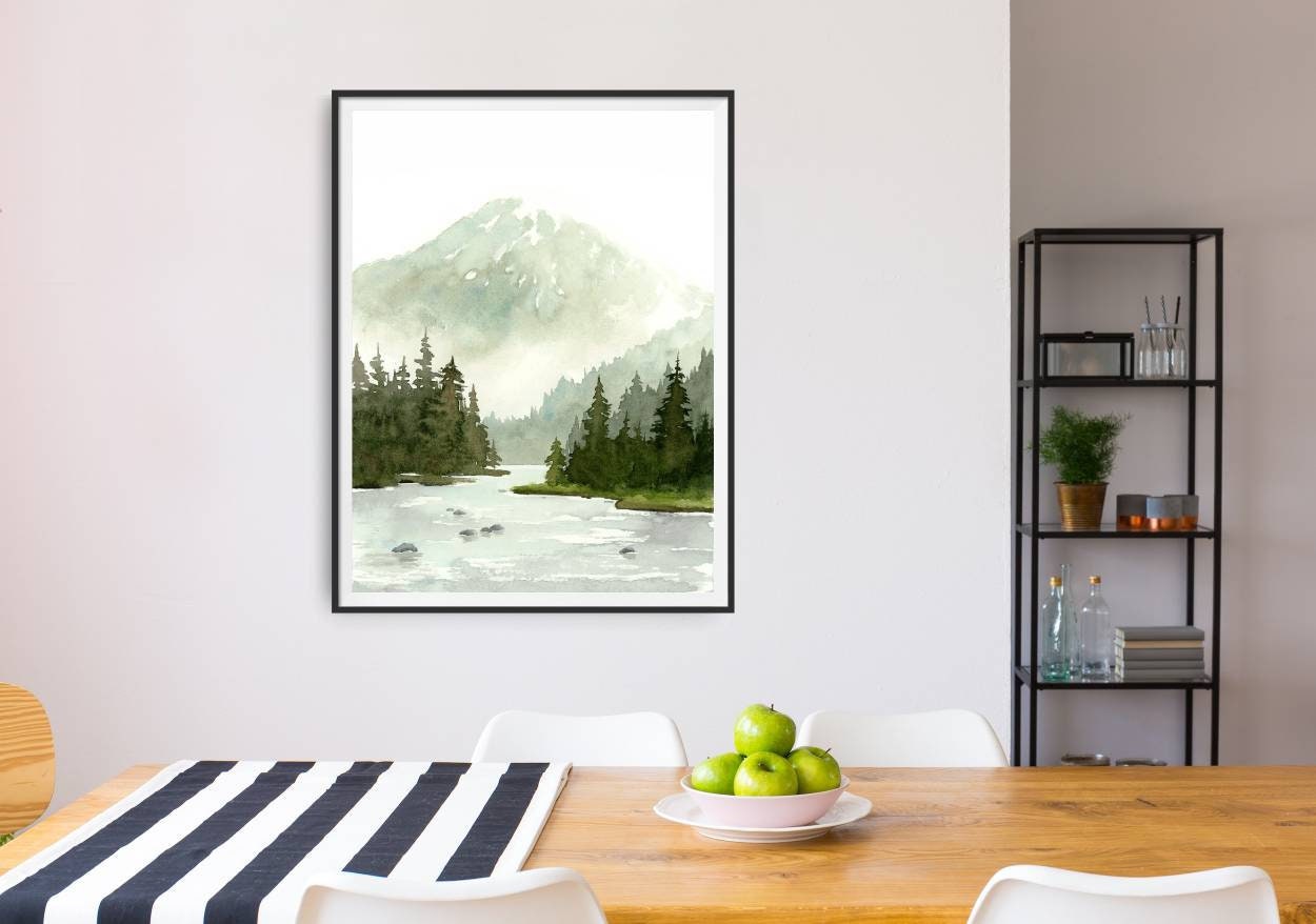 Stampa Su Tela 3 Pezzi - Quadro Moderno Albero Montagna - Decorazione Da Parete 30x40cm
