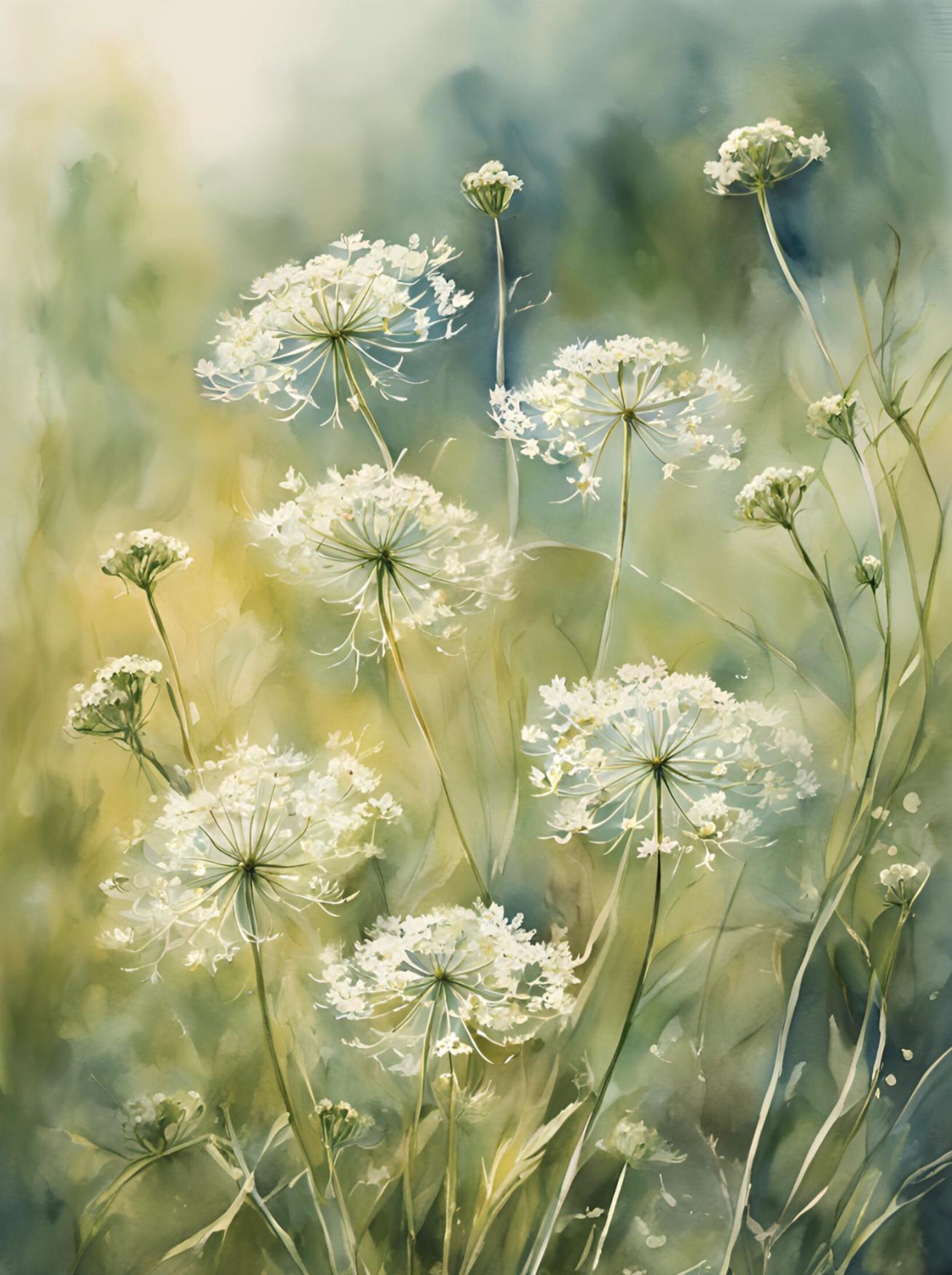 Flower Photography, Queen Anne's Lace Print, Floral Aqua