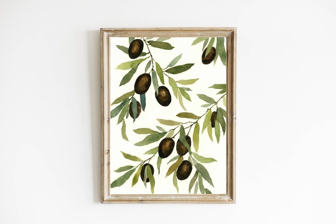 Olive Print Olive Tree Wall Art Abstract Watercolor Painting Kitchen