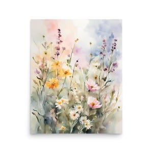 Wildflowers Painting Set Spring Flower Watercolor Art Prints Set of 2 ...