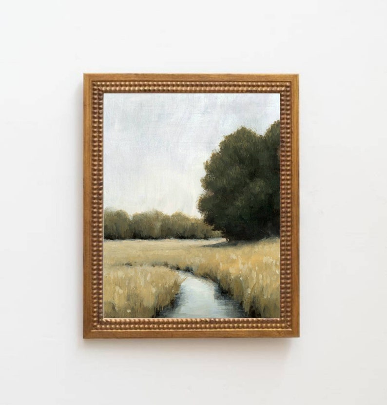 Oil painting landscape wheat field art prints oil painting print minimalist wall art beige gray wall art french country art image 7
