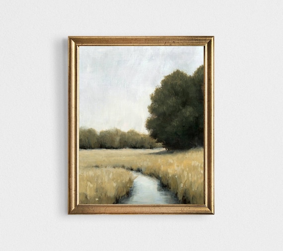 Weizen Feld Landschaft Kunstdruck von original Gemälde Bilder Wohnzimmer Landhaus Deko Baum im Feld Malerei Ölbilder Geschenk
