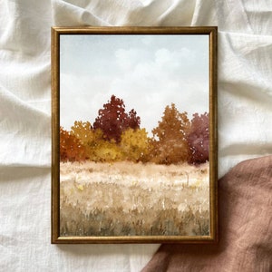 Fall wall art autumn landscape autumn tree art watercolor painting fall wall decor image 6