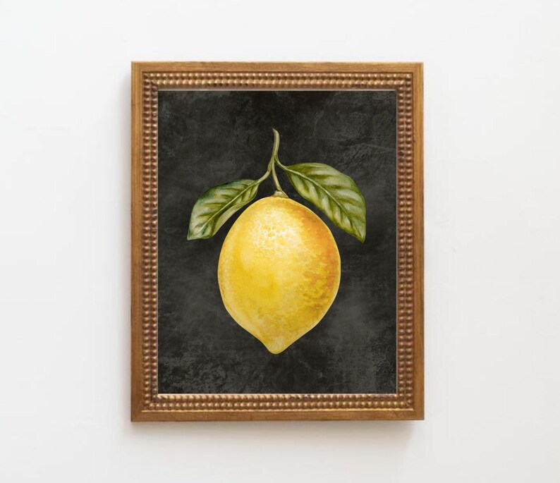 Citronbild på kanvas, konsttryck, köksbilder, citronträd, lantlig husinredning, akvarellbilder, köksaffisch bild 4