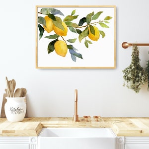 Pinturas de acuarela limones cartel limonero imágenes cocina pared grande arte botánico pintura acuarela arte impresión en papel mate imagen 4