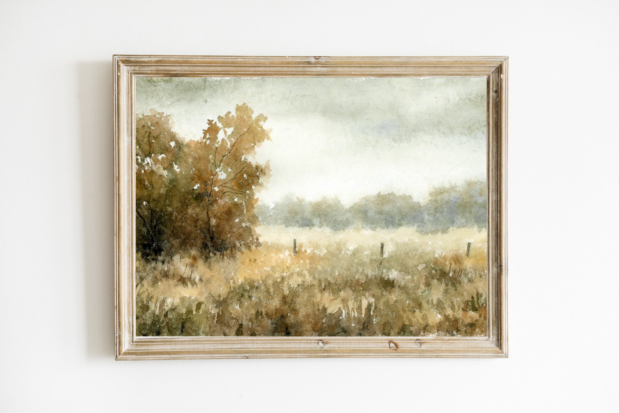 Autumn fields art print fall wall art landscape painting fall wall decor watercolor painting minimalist wall art rustic home decor