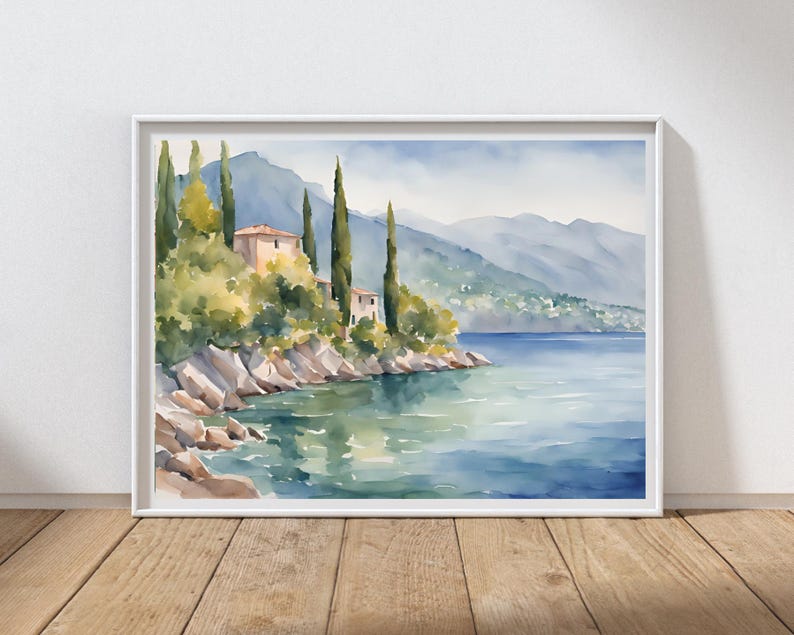 Como Lake Print Italy Wall Art Large Minimalist Italian Landscape Lake ...