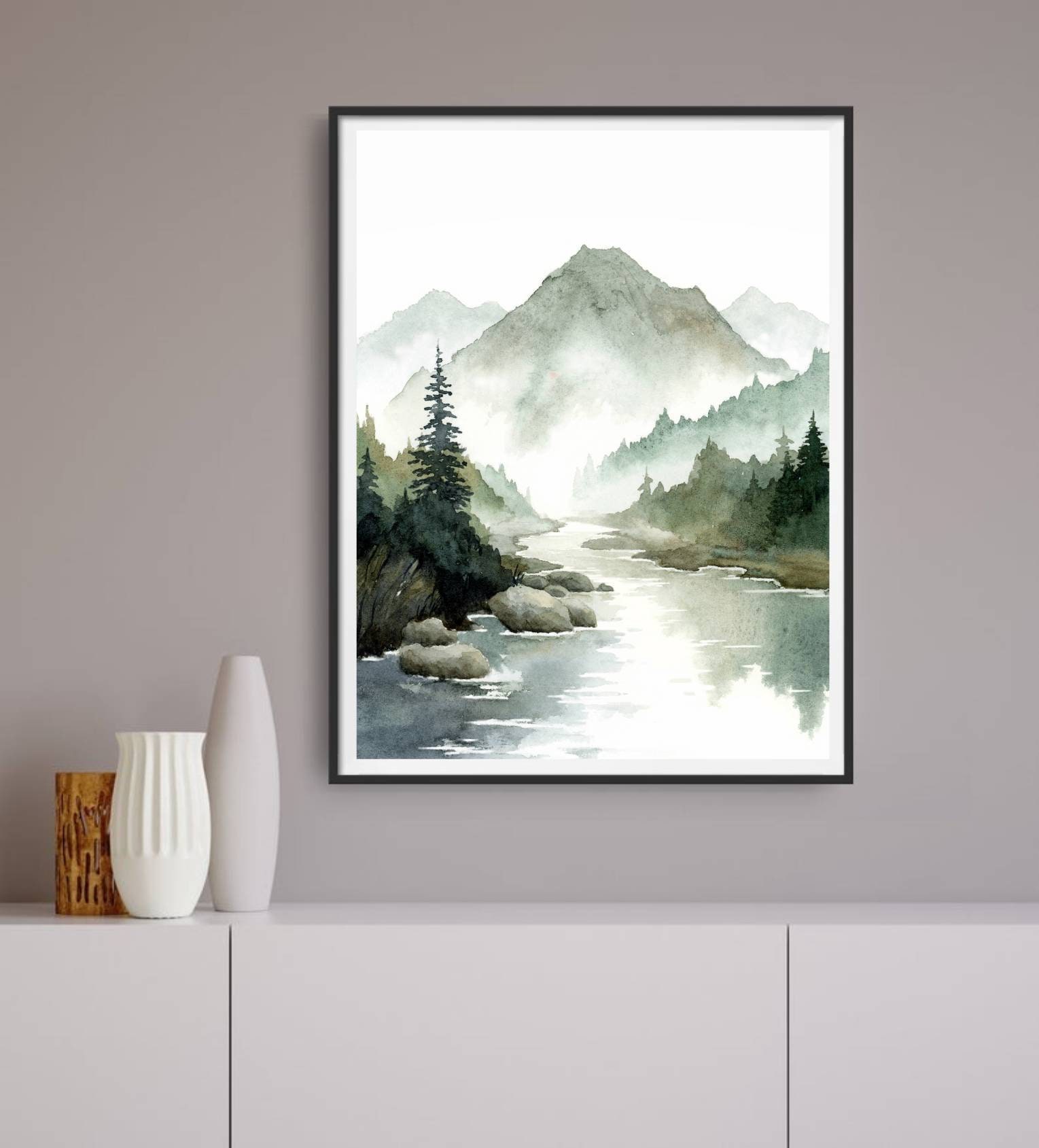 IDEA4WALL Emerald Lake Besides The Forest And Mountains Under The Cloudy  Sky On Canvas 3 Pieces Print & Reviews