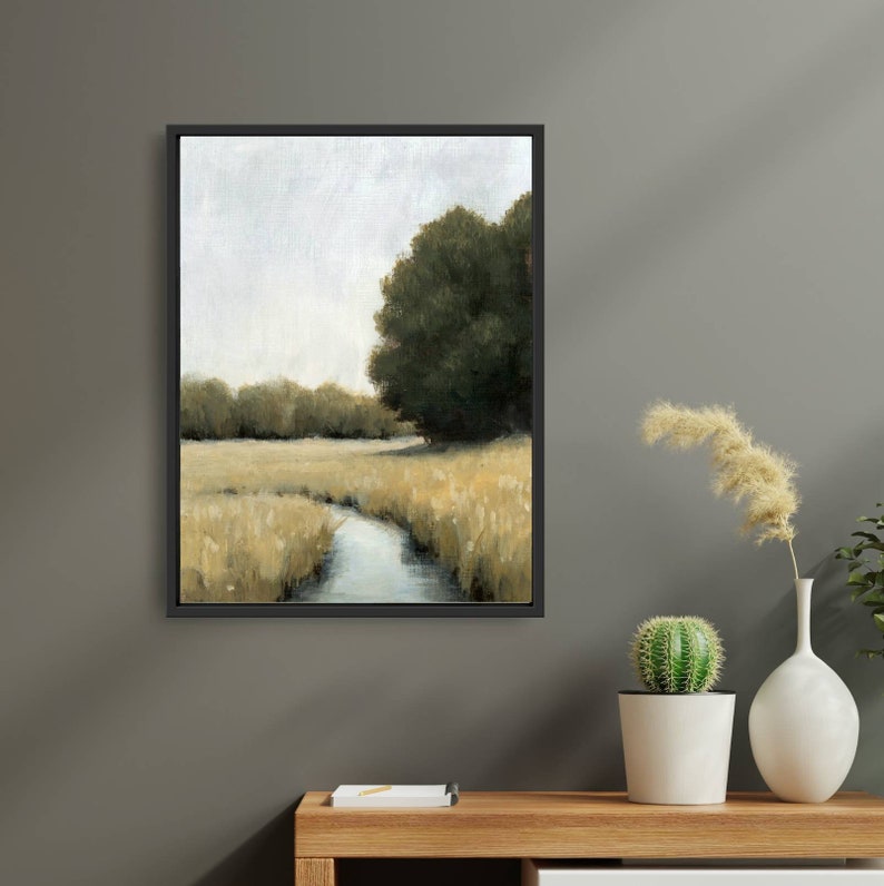 Oil painting landscape wheat field art prints oil painting print minimalist wall art beige gray wall art french country art image 6