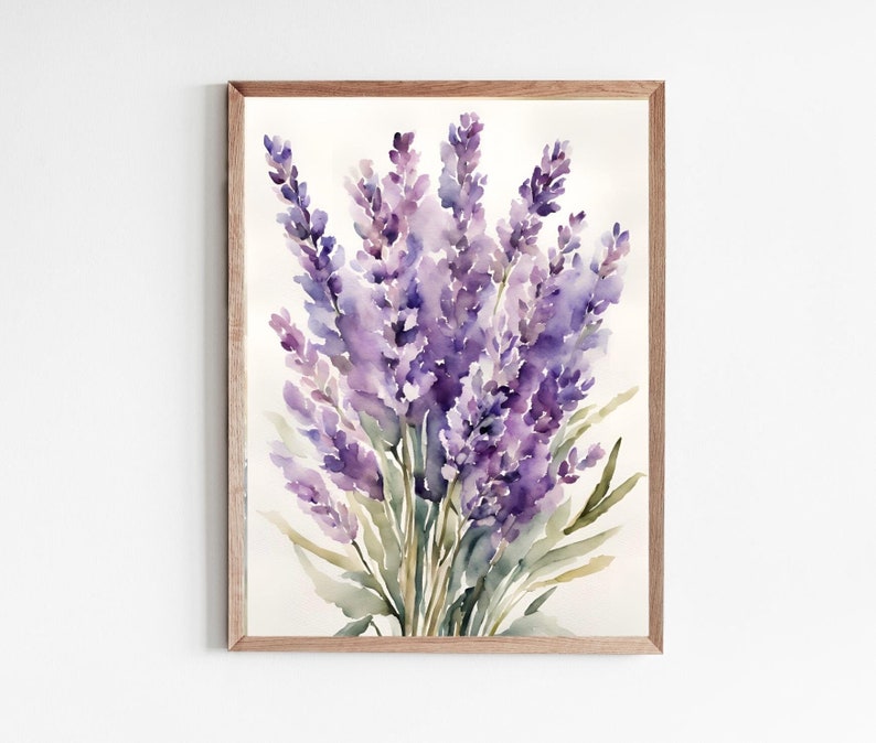 Lavender bouquet painting Provence watercolor art print.