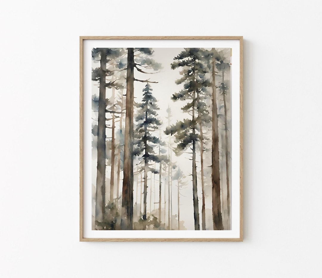 Pine Tree Painting Rustic Pine Forest Watercolor Art Print Misty Forest pine-tree-painting-rustic-pine-forest-watercolor-art-print-misty-forest