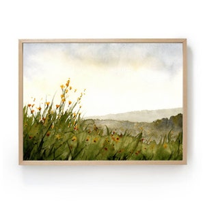 Paesaggio ad acquerello campo di fiori arte da parete XXL fiori di campo pittura prato di fiori foto ad acquerello immagini della natura soggiorno orizzontale