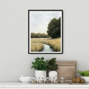 Oil painting landscape wheat field art prints oil painting print minimalist wall art beige gray wall art french country art image 3