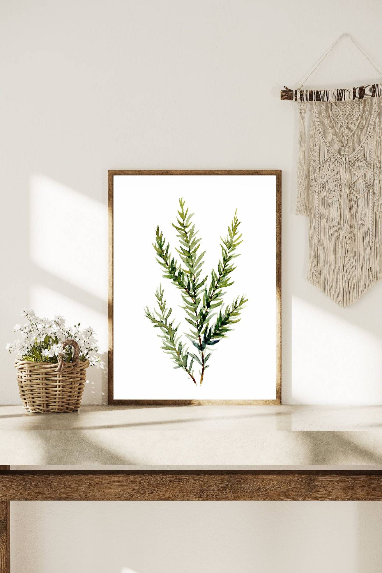 Kitchen Herbs Wall Art Set of 3 Watercolor Painting Rosemary Parsley ...