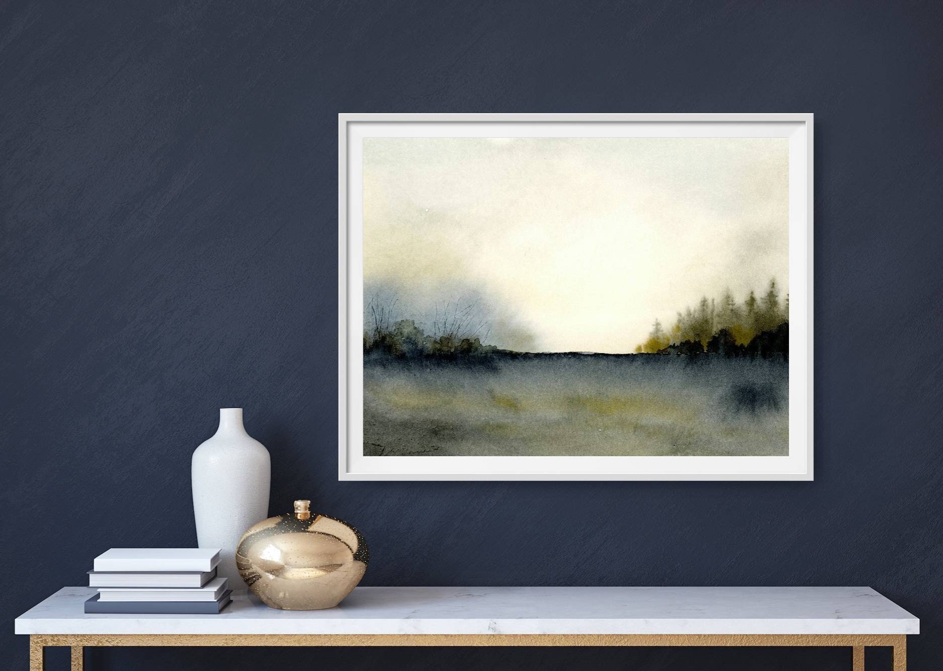 Misty Forest Print Watercolor Pine Tree Wall Art Watercolor | Etsy