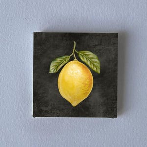 Citronbild på kanvas, konsttryck, köksbilder, citronträd, lantlig husinredning, akvarellbilder, köksaffisch bild 2