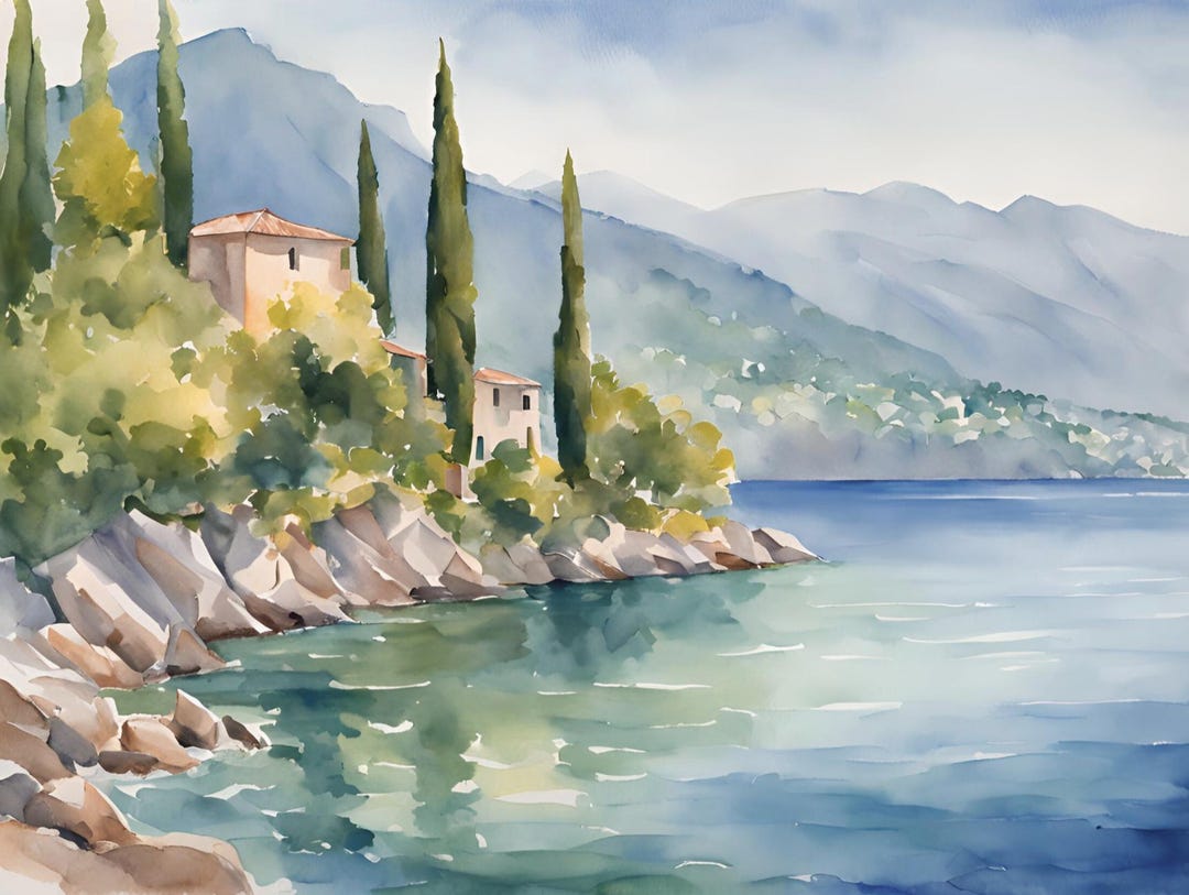 Como Lake Print Italy Wall Art Large Minimalist Italian Landscape Lake ...
