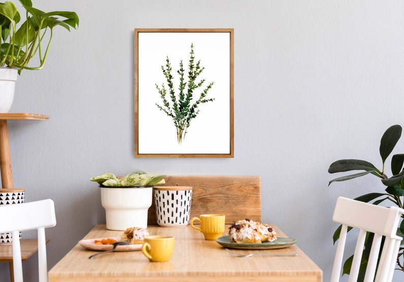 Herbs wall art Thyme watercolor painting kitchen print farmhouse kitchen decor minimalist wall art image 6