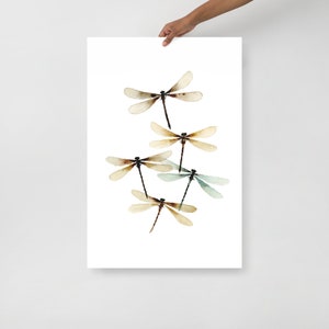 Dragon fly wall art watercolor painting farmhouse wall decor beige brown print neutral wall decor dragonfly art print cottage wall art image 9