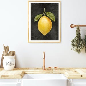 Citronbild på kanvas, konsttryck, köksbilder, citronträd, lantlig husinredning, akvarellbilder, köksaffisch bild 6