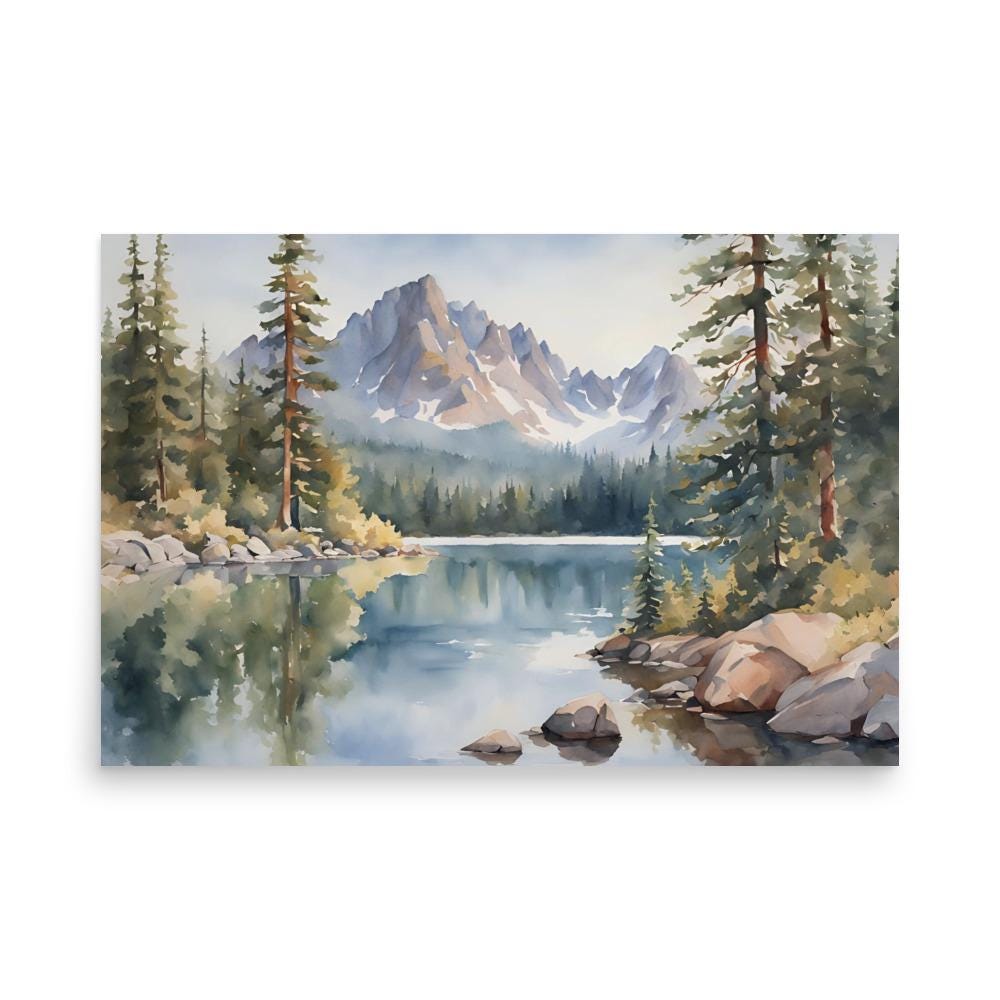 Sawtooth Range Painting Idaho Landscape Watercolor Art Print Alice