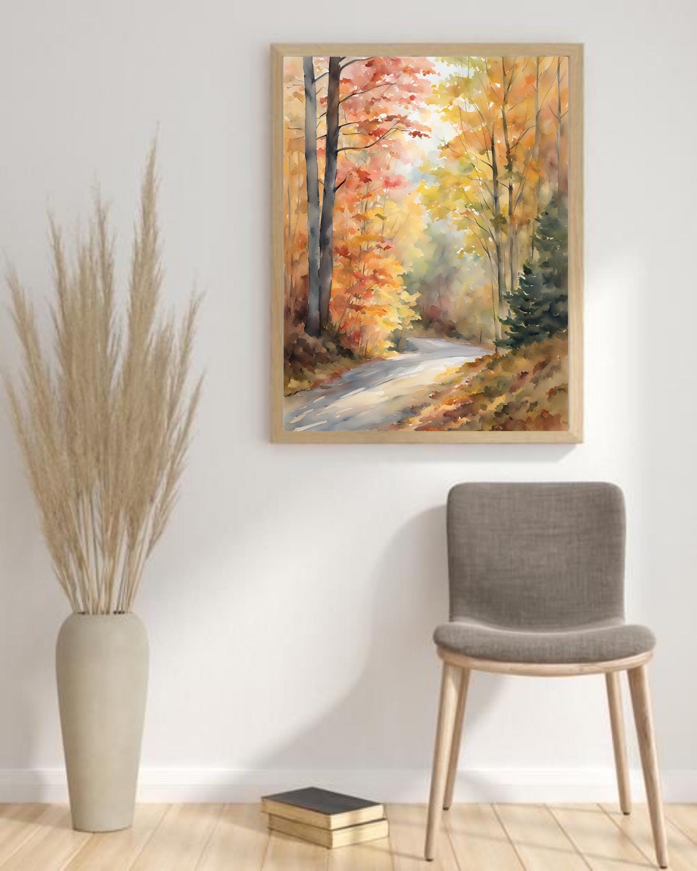 Fall Forest Road Art Print Autumn Landscape Painting Fall Trees Wall ...