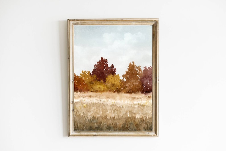 Fall wall art autumn landscape autumn tree art watercolor painting fall wall decor image 1