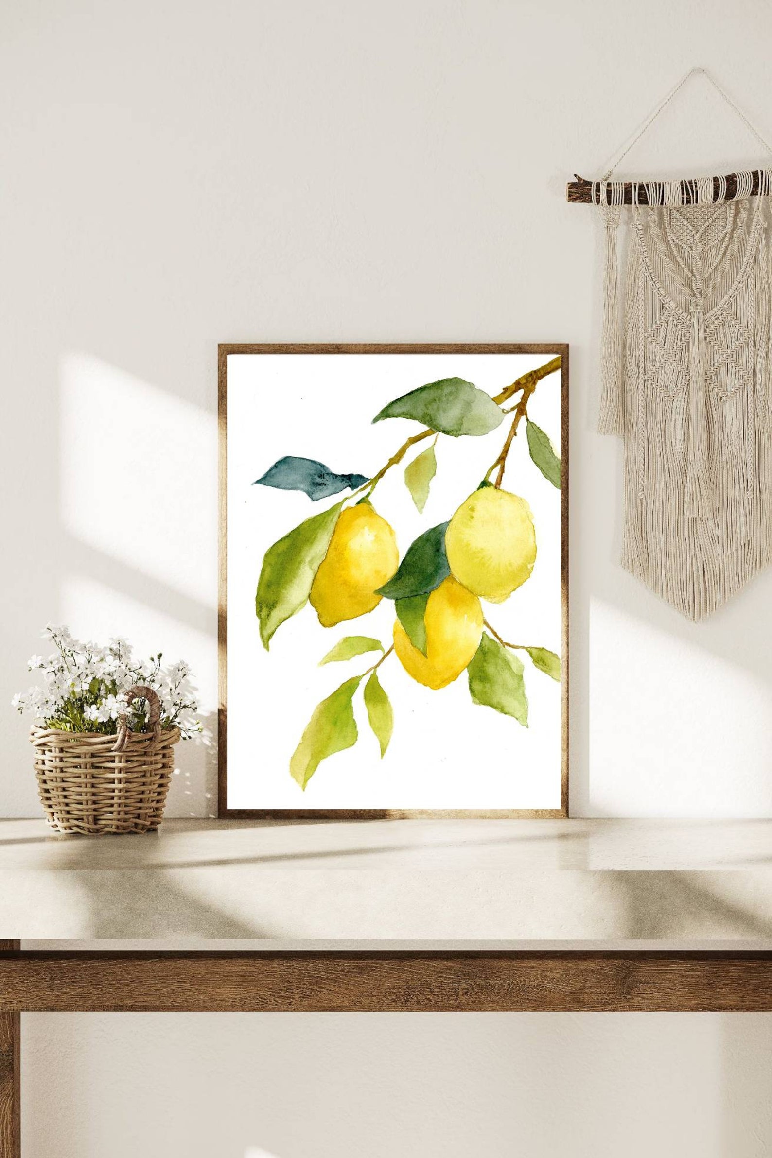 Lemon Painting Watercolor Print Botanical Art Print Kitchen - Etsy