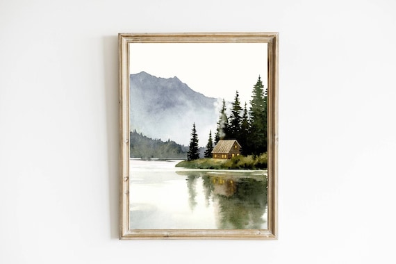 y*e様 風景画 水彩画 山と小屋 y*e様 風景画 水彩画 山と小屋 坂とカーブと山々と・・・この