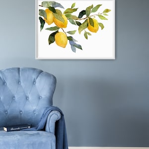 Pinturas de acuarela limones cartel limonero imágenes cocina pared grande arte botánico pintura acuarela arte impresión en papel mate imagen 6