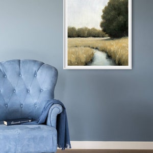 Oil painting landscape wheat field art prints oil painting print minimalist wall art beige gray wall art french country art image 5